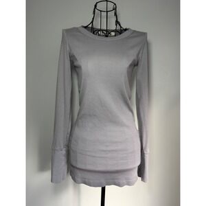 Michael Stars Grey/Blue Long Sleeve Crewneck Ribbed Cuff Top OS